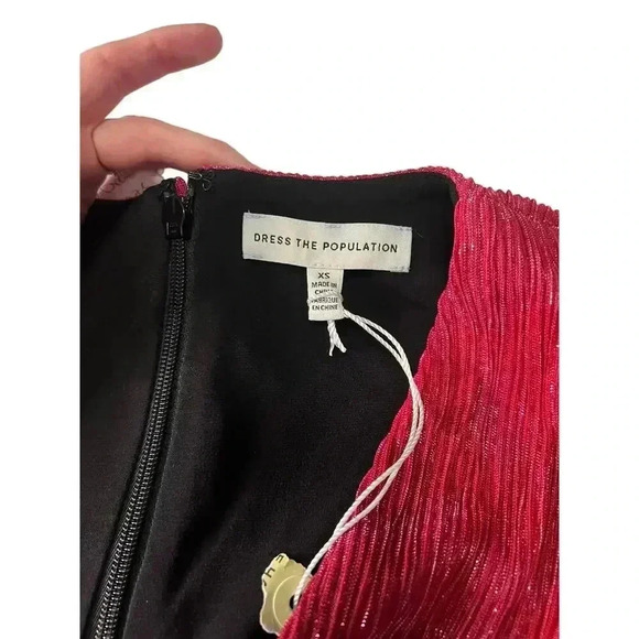 Dress The Population Mini Dress Metallic Ombre Red Blk Sexy Goth Dark Fairycore - Picture 3 of 5